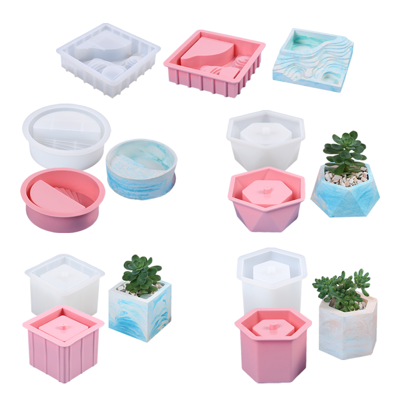 Coaster Mold Round - Succulent Flowerpot Silicone Mold Planter Vase