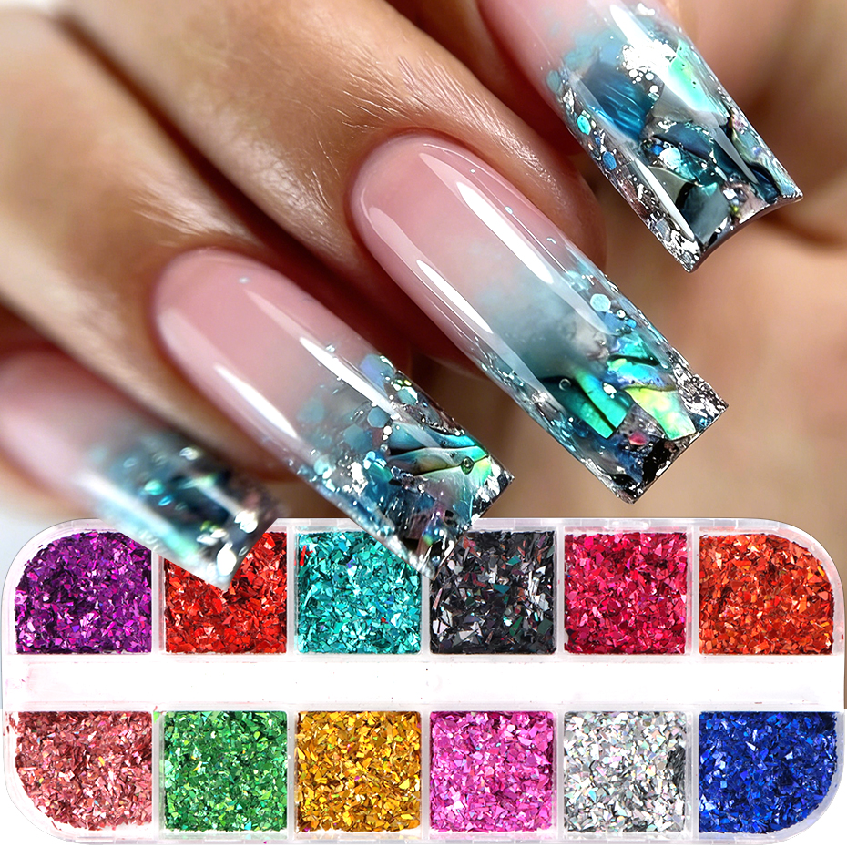 12 Grids Irregular Flakes Nail - Gold Foil Flakes recensie en prijs