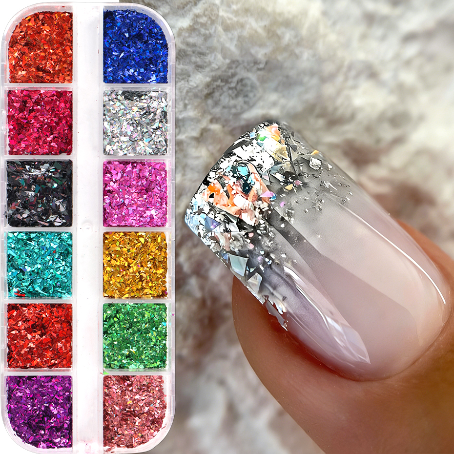 12 Grids Irregular Flakes Nail - Gold Foil Flakes recensie en prijs