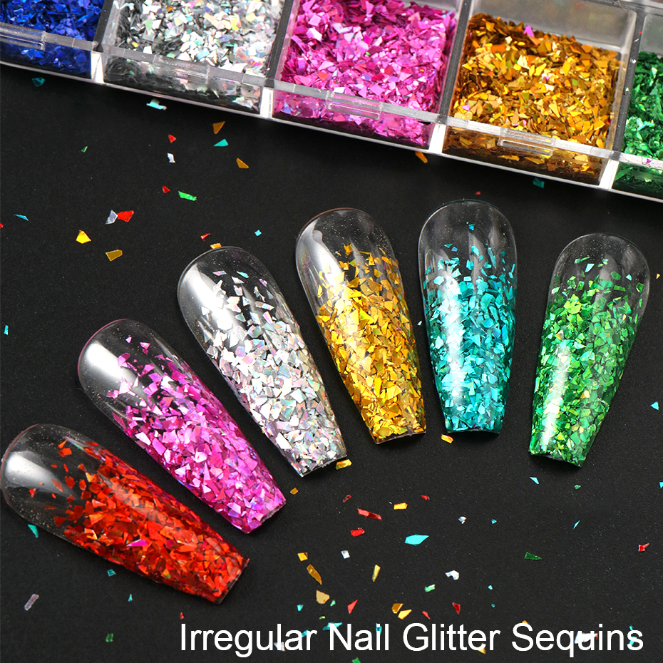 12 Grids Irregular Flakes Nail - Gold Foil Flakes recensie en prijs