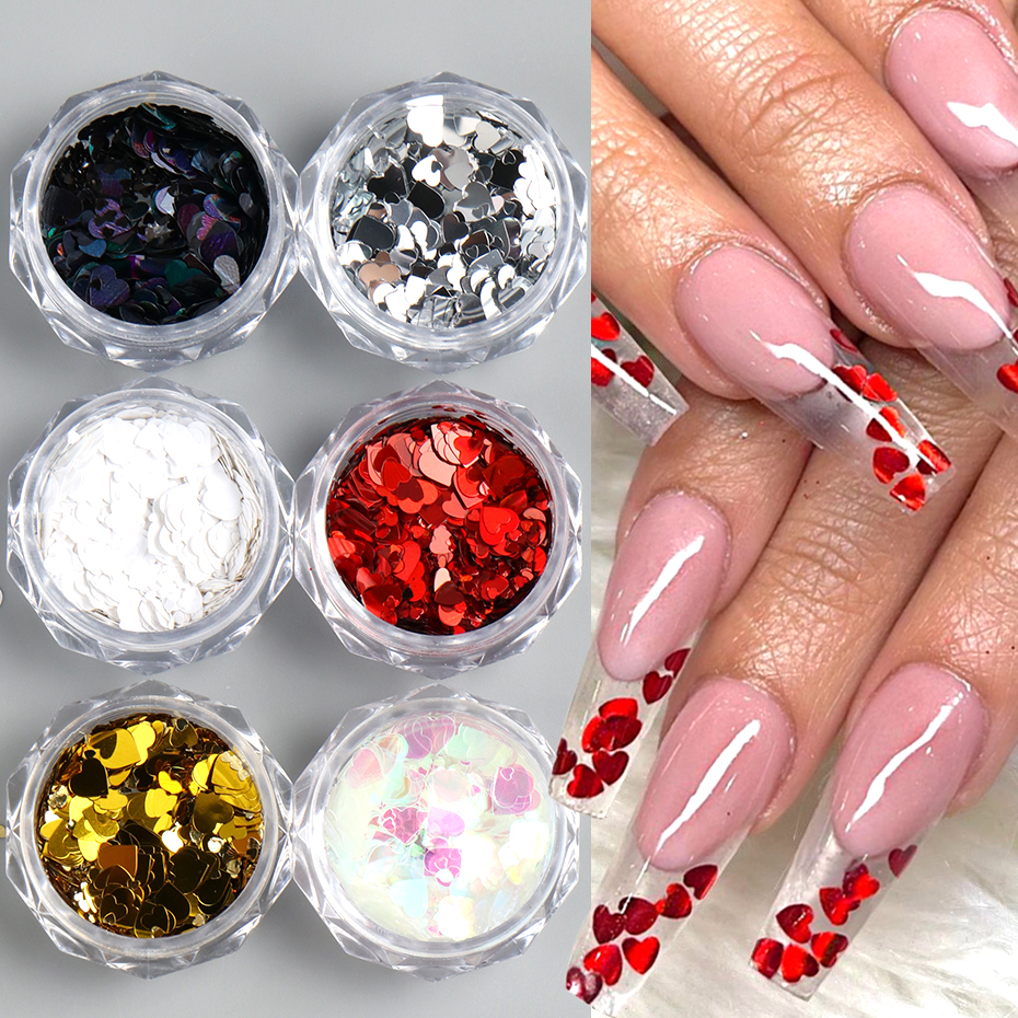 6pcs Love Heart Nail Sequins F - Gold Foil Flakes recensie en prijs