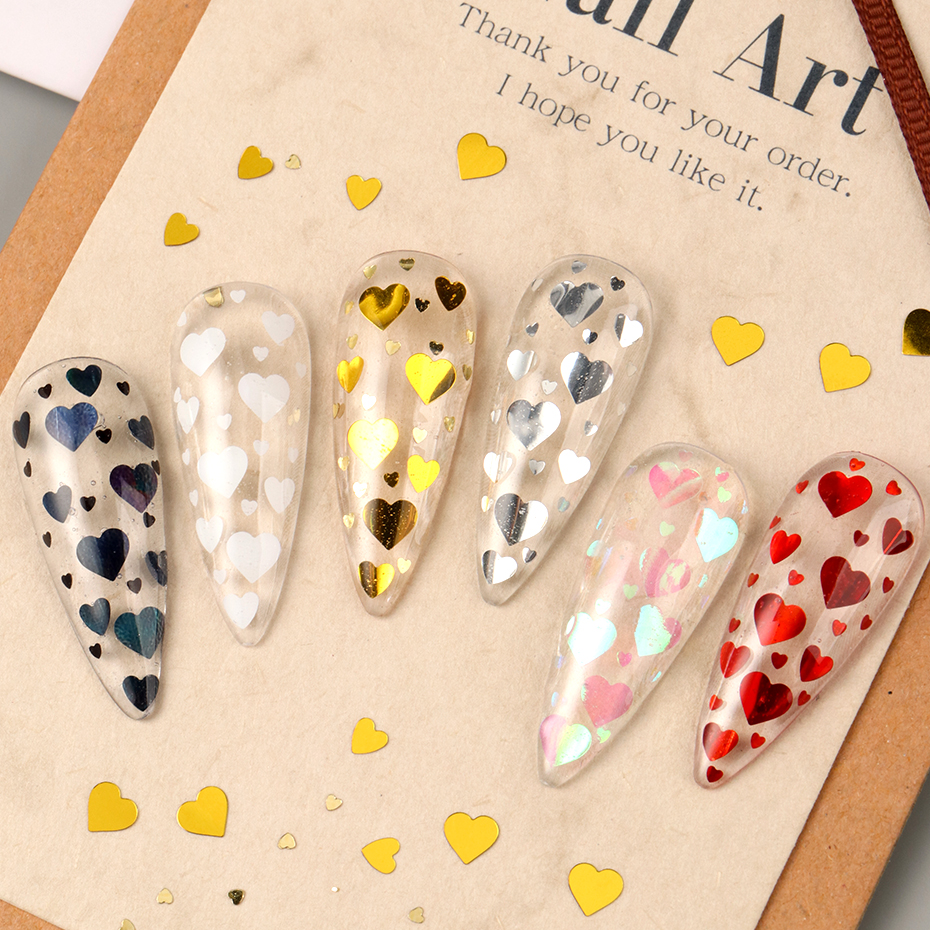 6pcs Love Heart Nail Sequins F - Gold Foil Flakes recensie en prijs