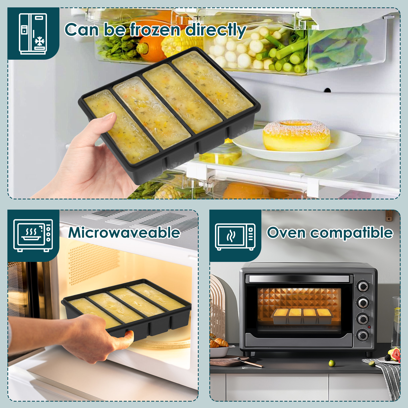 4 Pack Silicone Freezer Tray w - Serving Tray Mold recensie en prijs