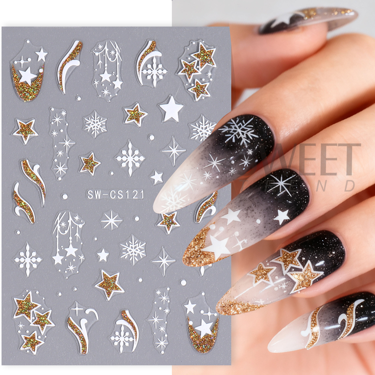4pcs Winter Cartoon Christmas  - Gold Foil Flakes recensie en prijs