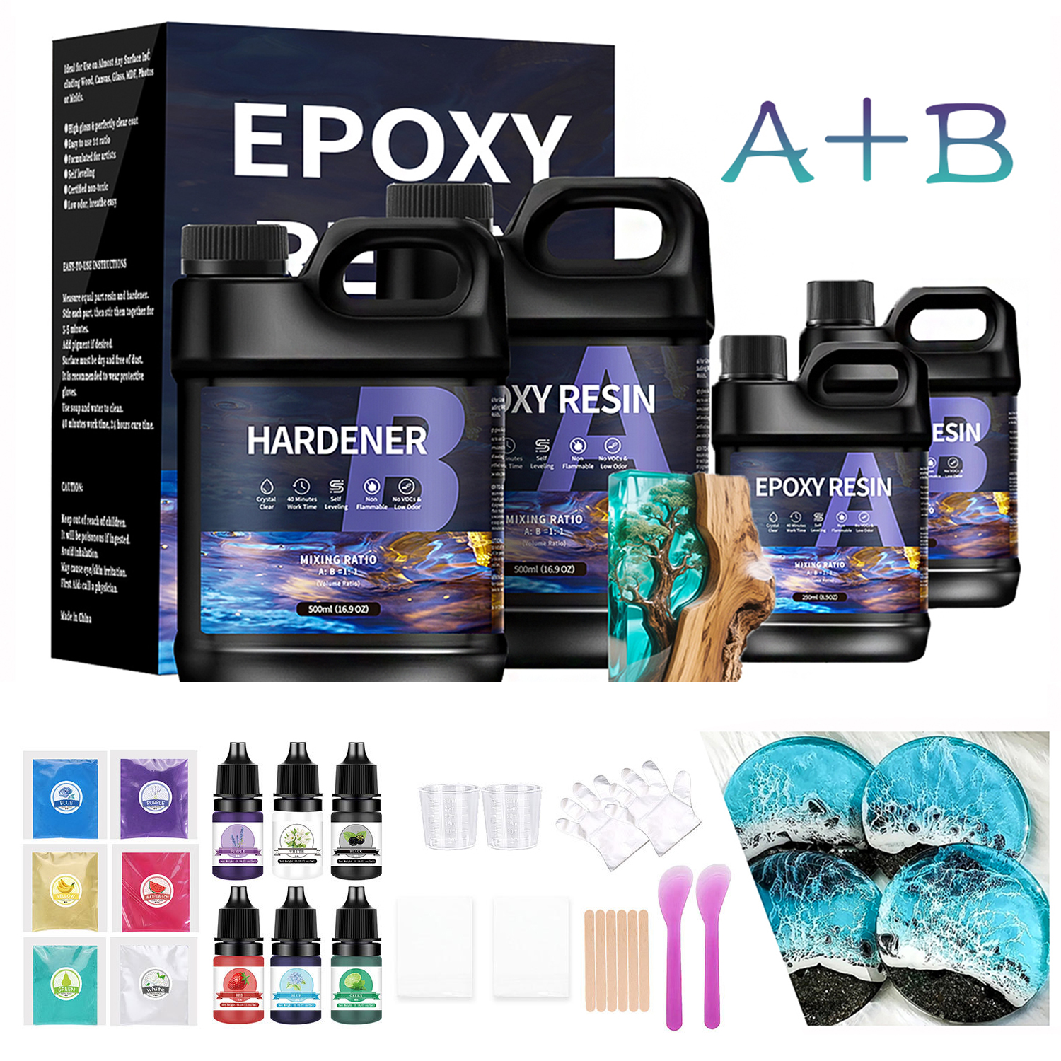 500/1000ml 1:1 AB Epoxy Resin  - Resin Jewelry Kit recensie en prijs
