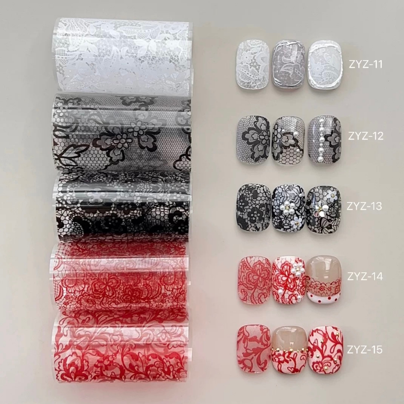 10 Rolls Red Lace Nail Foils f - Gold Foil Flakes recensie en prijs